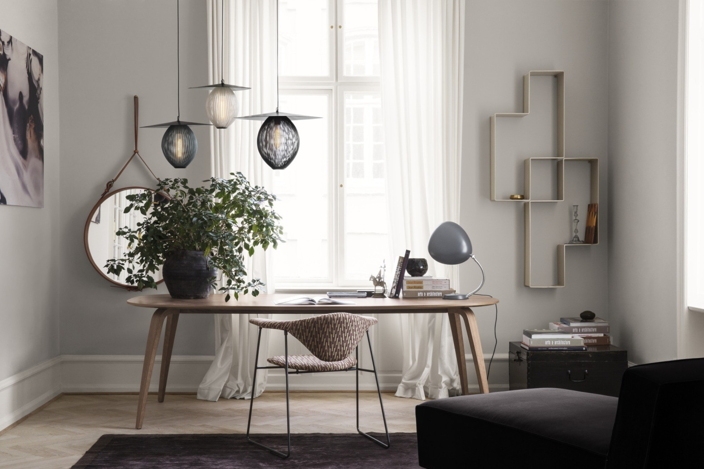 Contract Masculo Dining Chair TS Column Dining Table Dedal Shelf Grashoppa Floor Lamp On