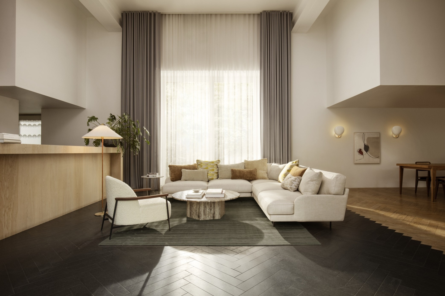 9602 Floor Lamp Pacha Lounge Chair IOI Coffee Table Epic Coffee Table Flaneur Sofa Cobra Wall Lamp On