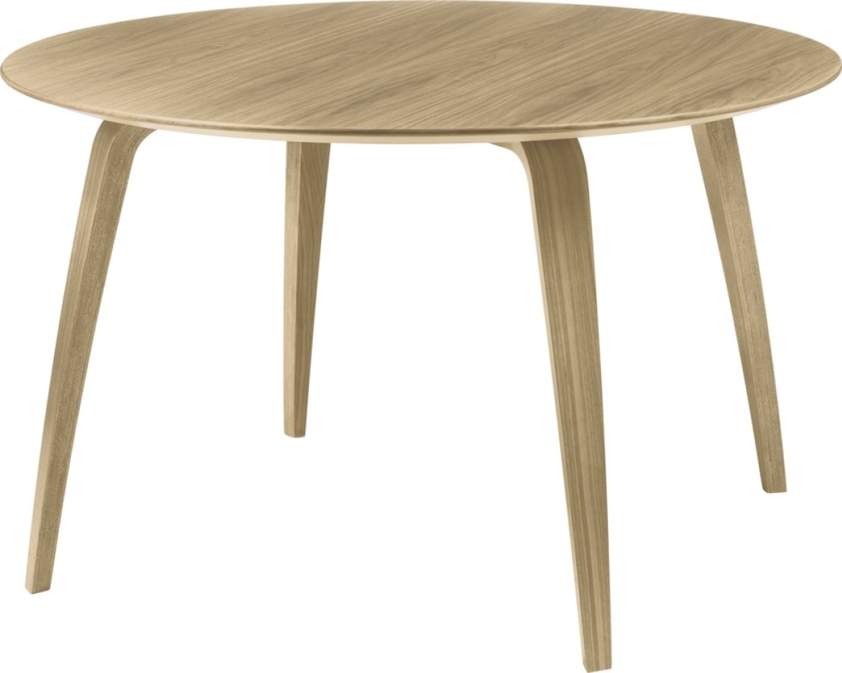 Semi Pendant GUBI Dining Table Round 3 D Dining Chair Unupholstered Center Base Hirek Shell