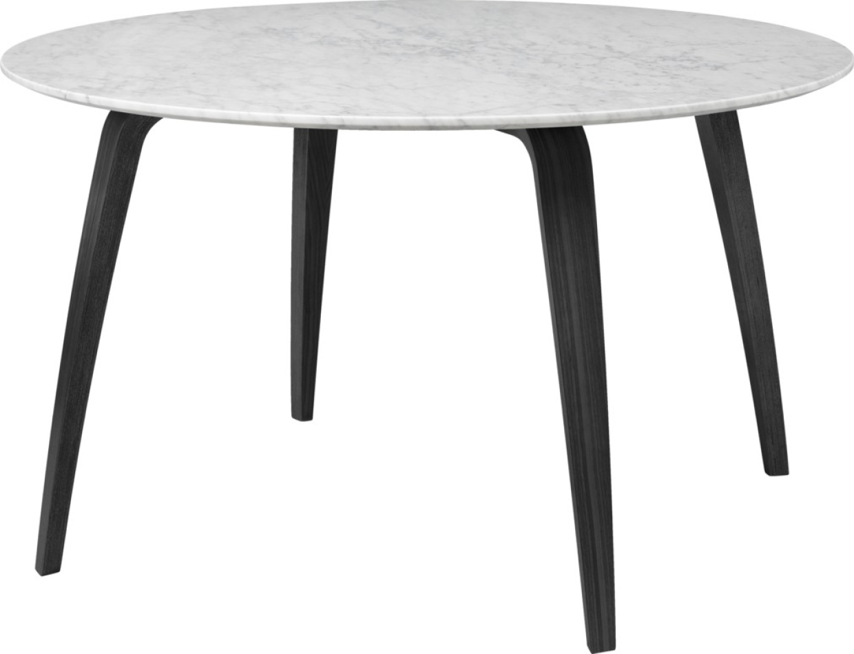 Semi Pendant GUBI Dining Table Round 3 D Dining Chair Unupholstered Center Base Hirek Shell