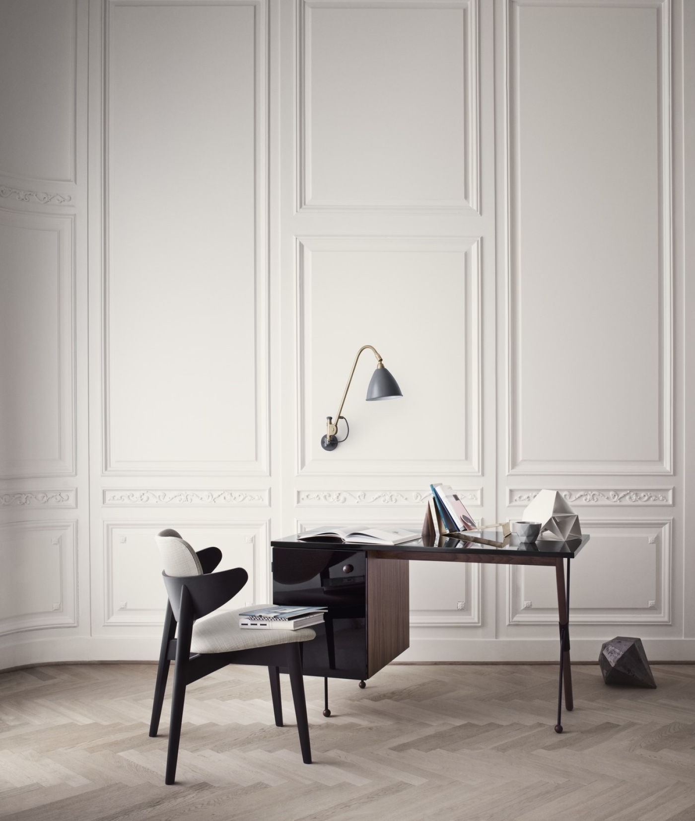 BL1 Table Lamp BL6 Wall Lamp 62 Desk GUBI3 D Dining Chair Front Upholstered Wood Base Wood Shell