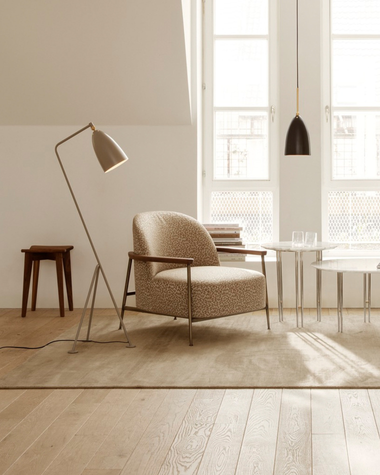 Trefle Stool Grashoppa Floor Lamp Sejour Lounge Chair Grashoppa Pendant IOI Coffee Table On