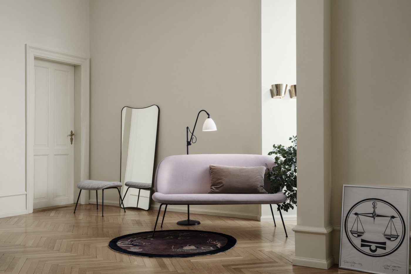 Beetle Sofa BL3 Floor Lamp 9464 Wall Lamp FA33 Wall Mirror Beetle Ottoman